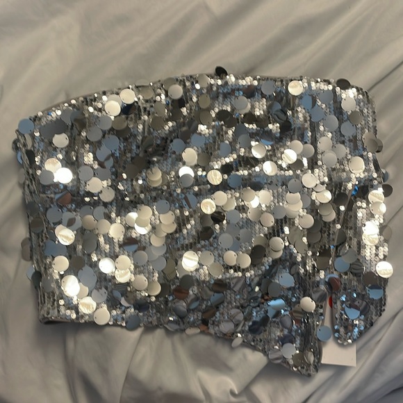 Sequin Asymmetrical Split Tube Top - Picture 1 of 6